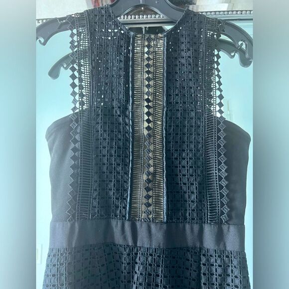 Authentic Self-Portrait Frilled Column Dress Mesh Laser Cut Dress - Picture 13 of 15